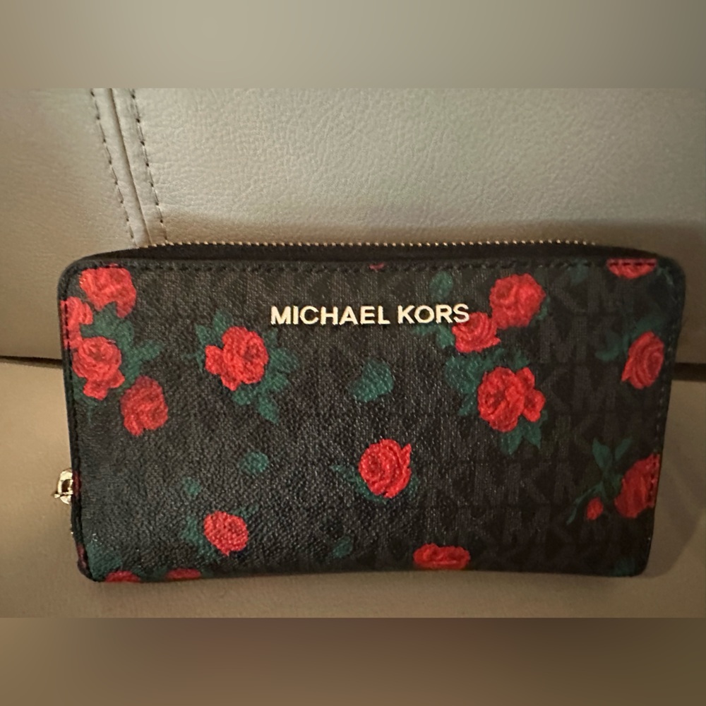 Michael Kors Black and Red Floral Bag